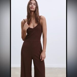 Audrey Paris Brown Flowy Romper Jumpsuit Medium
